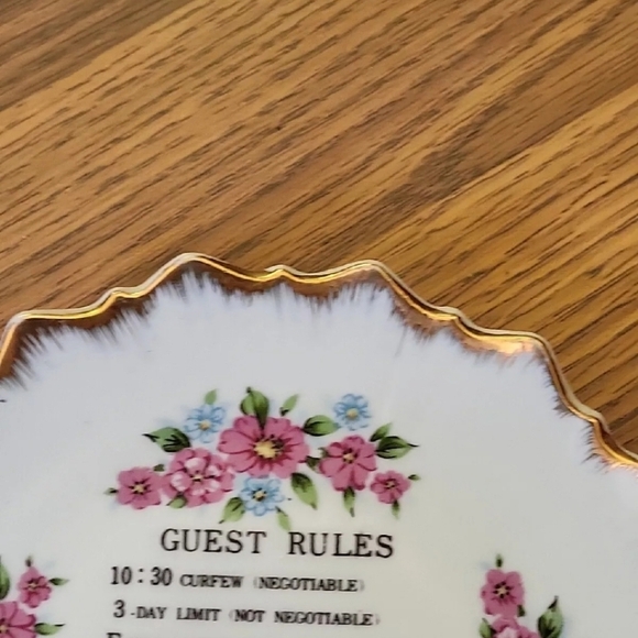 Vintage Guest Rules Plate Made in Japan Ceramic Gold Trim - Picture 4 of 7